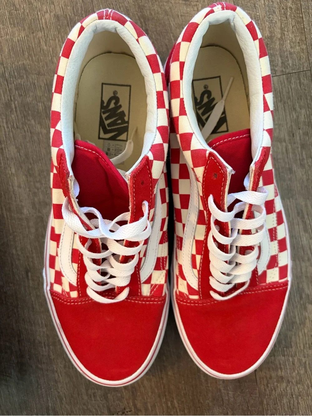 Vans Checkerboard Old Skool Sneakers in Red and White